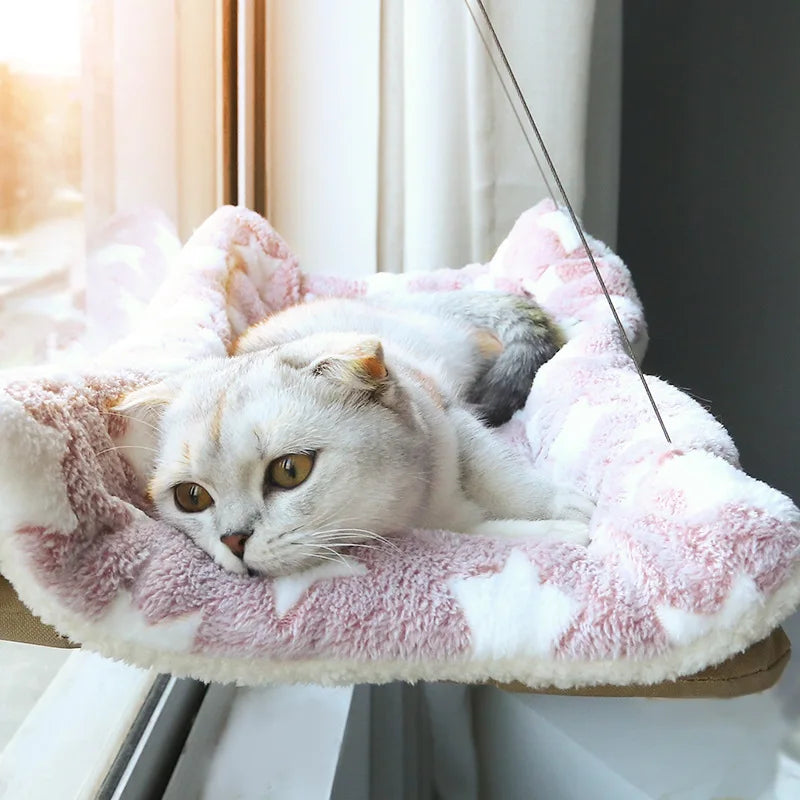 Hanging Cat Bed Pet Cat Hammock Aerial Cats Bed House Kitten Climbing Frame Sunny Window Seat Nest Bearing 20Kg Pet Winter