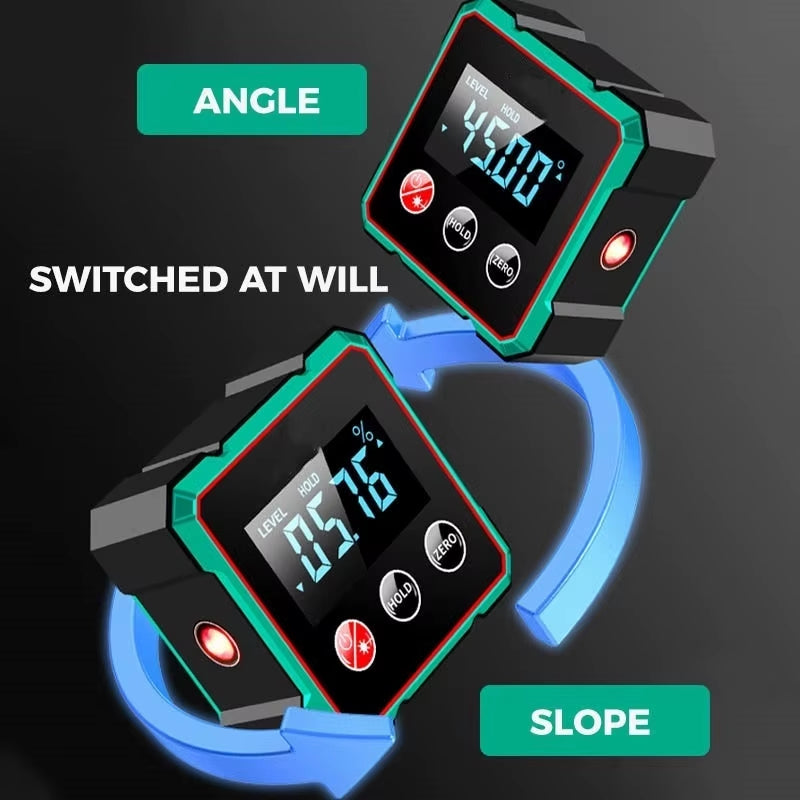 AngleMaster 360° Digital Protractor – Magnetic Laser Angle Finder with LCD Display & Inclinometer