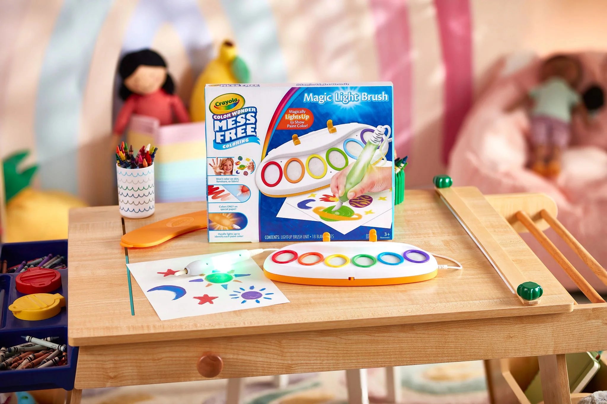 Color Wonder Magic Light Brush, Mess Free Kids Painting Set, Preschool Supplies, Toddler Activities, Educational Toys, Holiday & Christmas Gifts for Ages 3+
